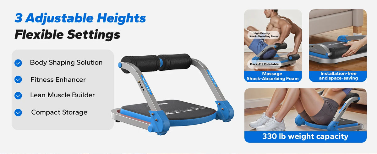 MERACH Ab Machine Abdominal Trainer With 3 Adjustable Resistance Levels/For Home Automatic Rebound Ab Crunch Machine