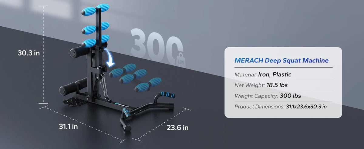 MERACH Multi-Functional Deep Squat Machine Adjustable Trainer/Core & Abs Leg Push Up Workout Exercise Machine 300Lbs Capacity