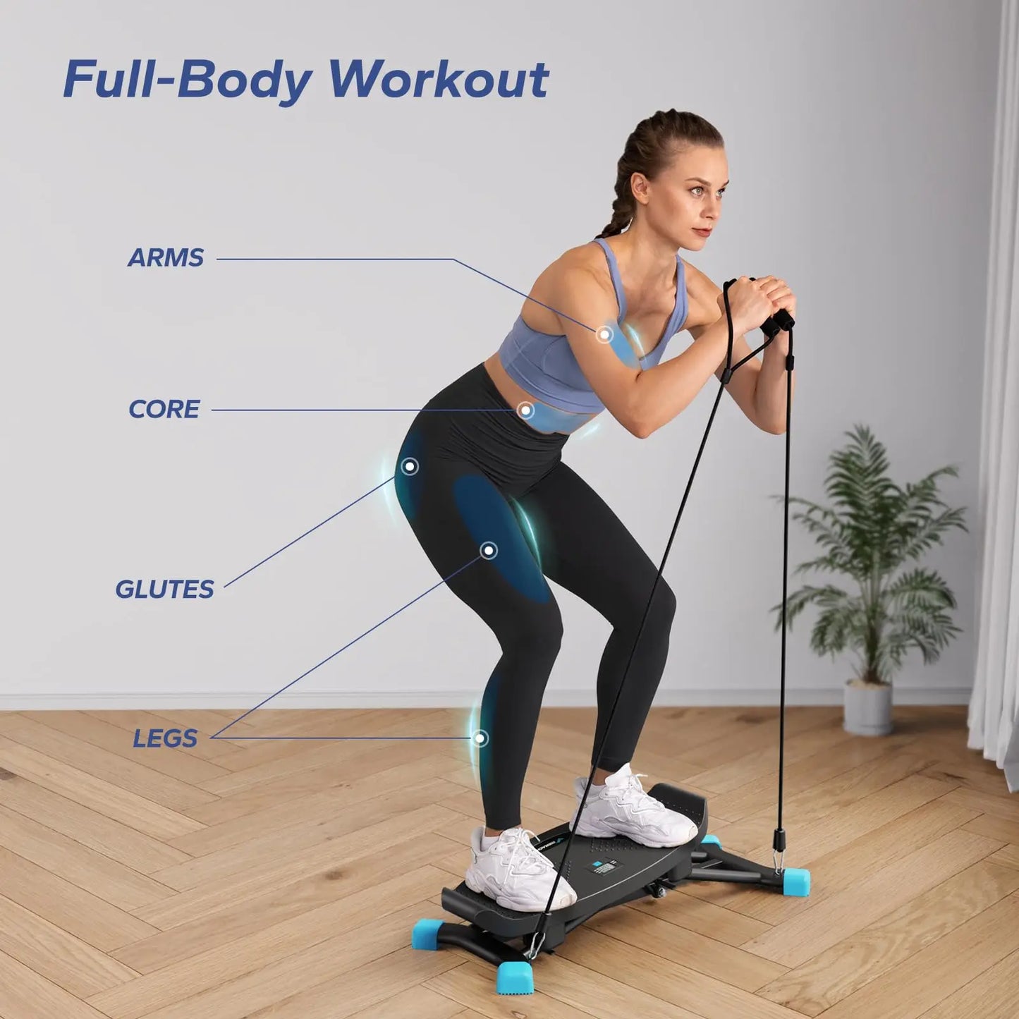 MERACH Mini Stepper Rocking Exercise Machine Balance Board/With Resistance Bands Quiet Fitness Pedal Trainer Lcd Monitor