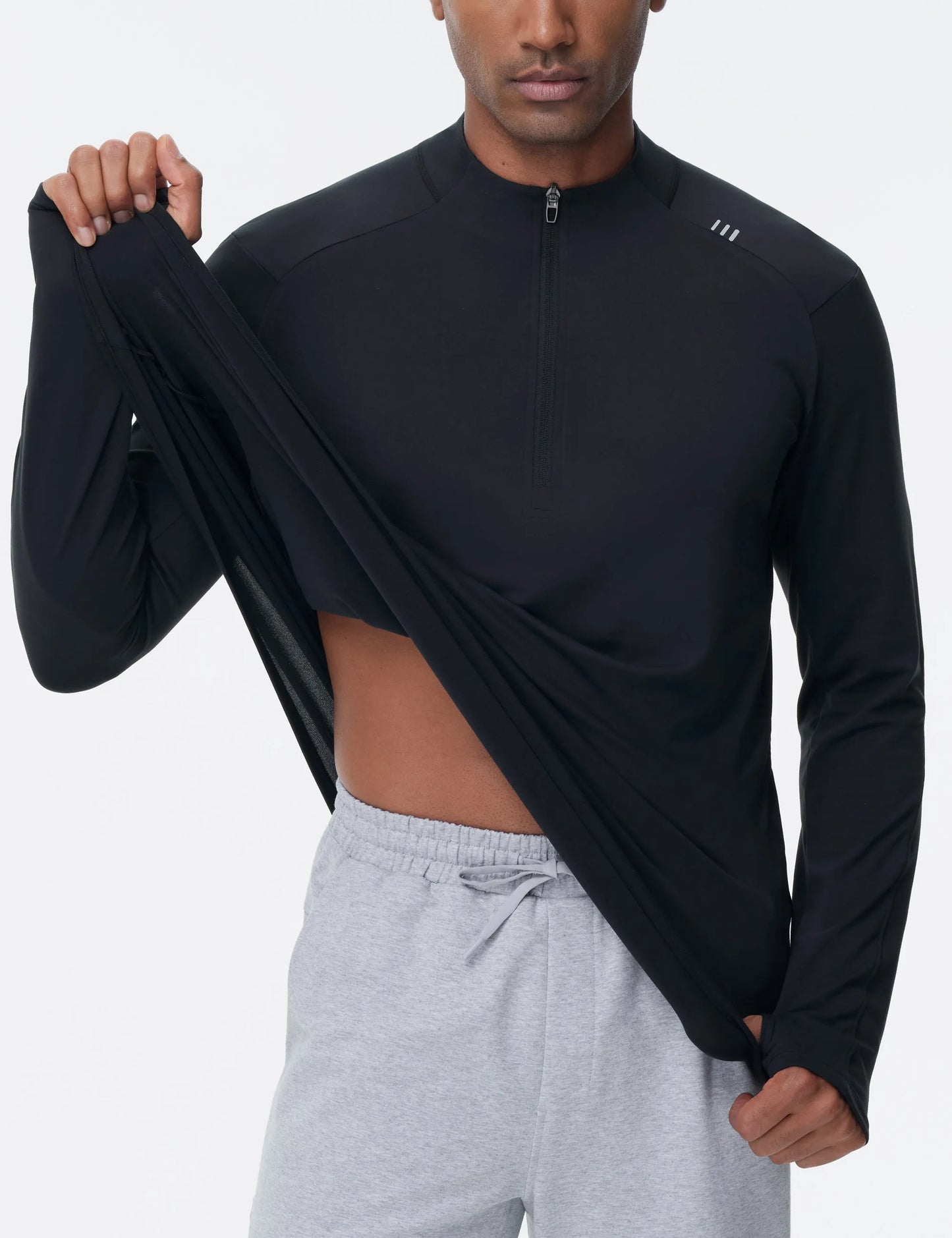 THE GYM PEOPLE Men's Half-Zip Long Sleeve Golf Shirts Soft/Lightweight Warm Workout Pullover Sweatshirts with Thumb Hole