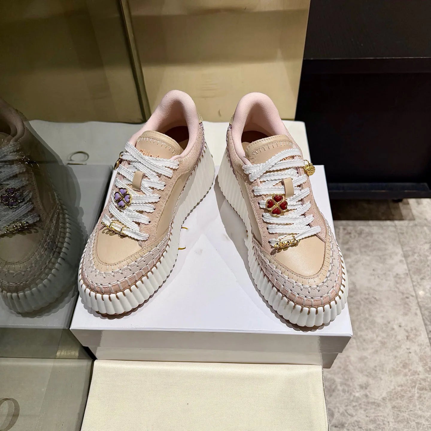 new nude spliced platform sneakers lace up soft sole/height increasing casual style women shoes