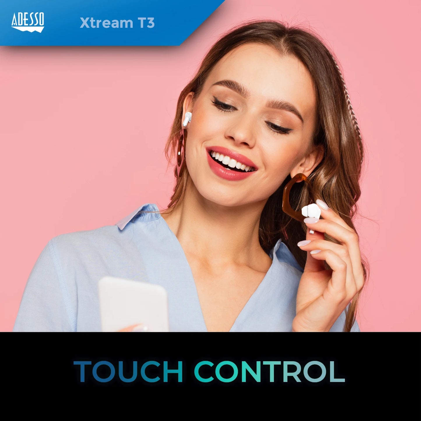 Wireless ANC Earbuds with Touch Screen Charging Case Bluetooth/5.3 Earphones Active Noise Cancelling Headphones with Built-in Mic