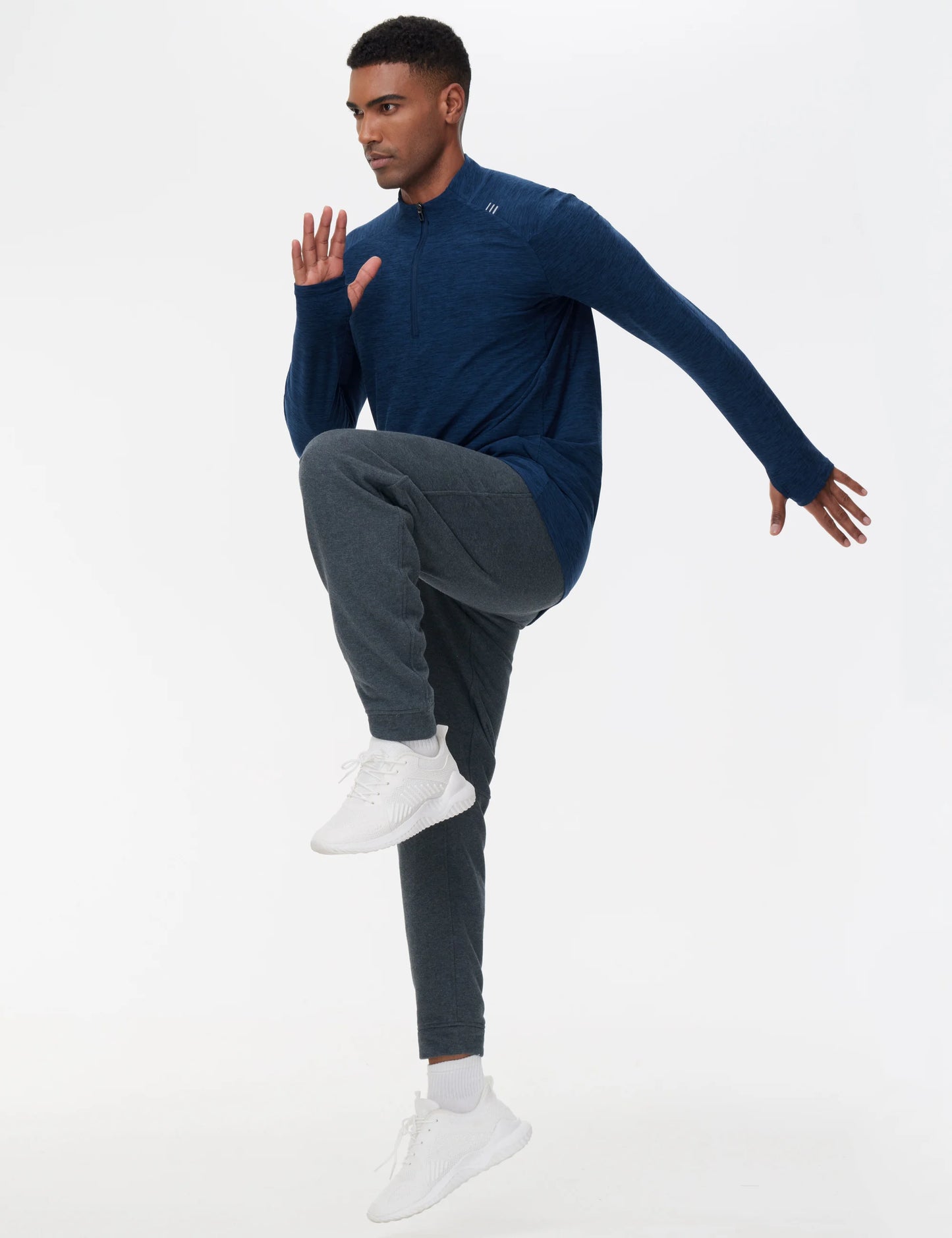 THE GYM PEOPLE Men's Half-Zip Long Sleeve Golf Shirts Soft/Lightweight Warm Workout Pullover Sweatshirts with Thumb Hole