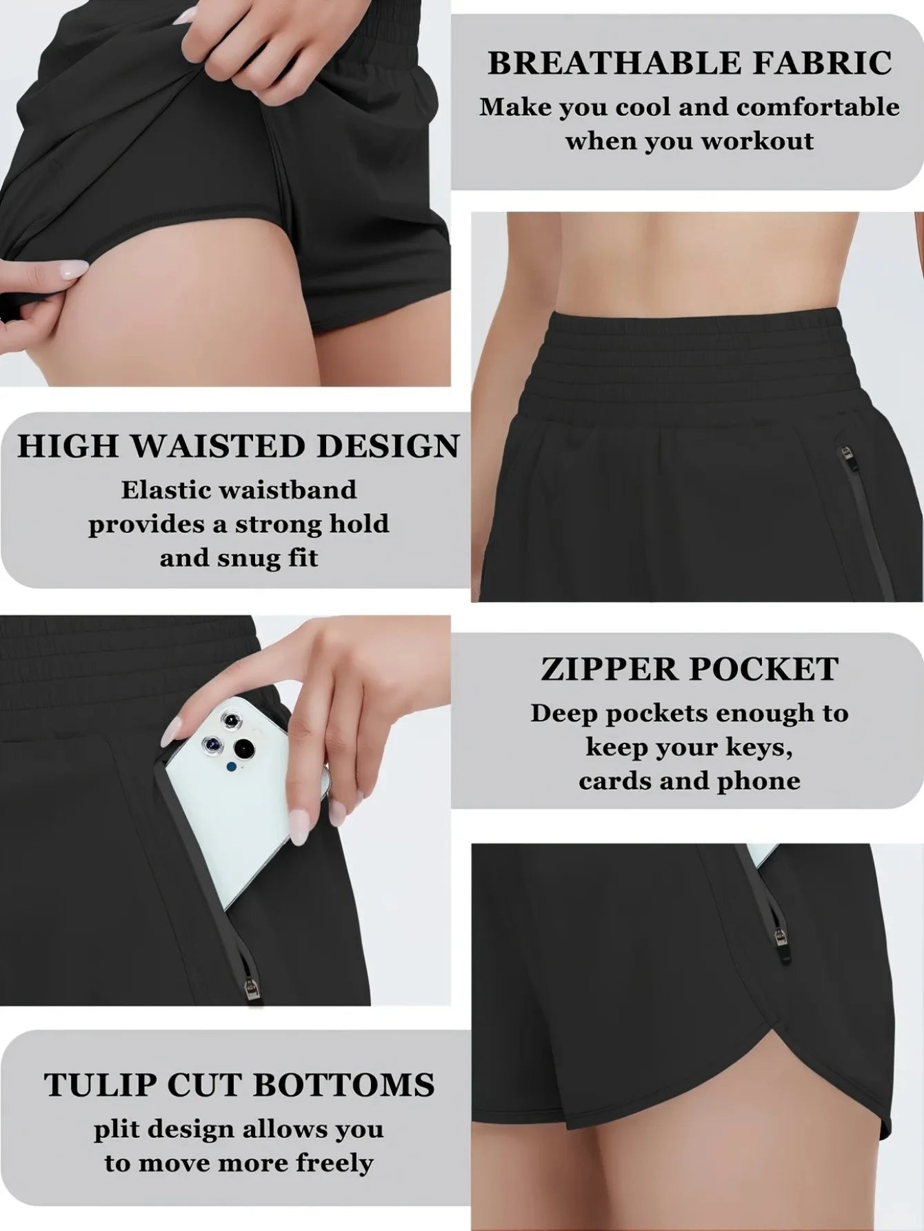 Women's High-waisted Sports Shorts With Pockets Made Of Breathable/Elastic Material Are Suitable For Summer Yoga And Running