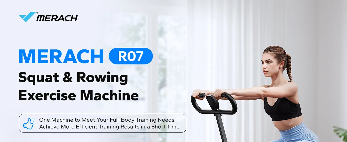 MERACH Squat Machine 2in1 Squat Rowing Machine Easy Setup/Foldable Exercise Equipment Glute Trainer Machine Glutes Leg Home Fit