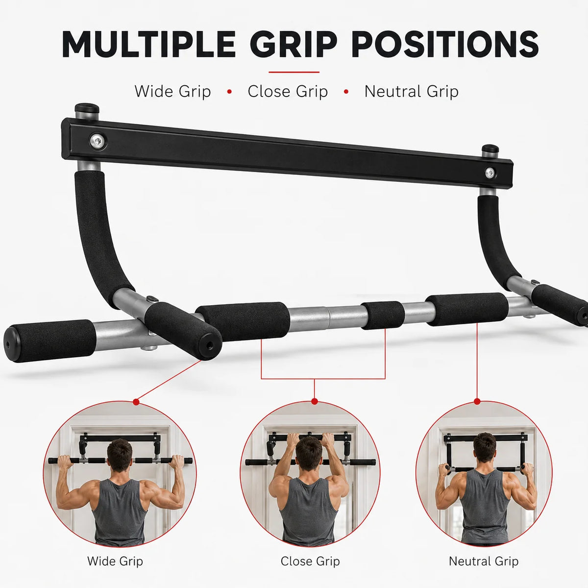 Doorway Pull Up Bar No Drilling Over Door Chin Up Bar Upper Body Workout/Home Gym Equipment with Sponge Handle Hanging Exercises