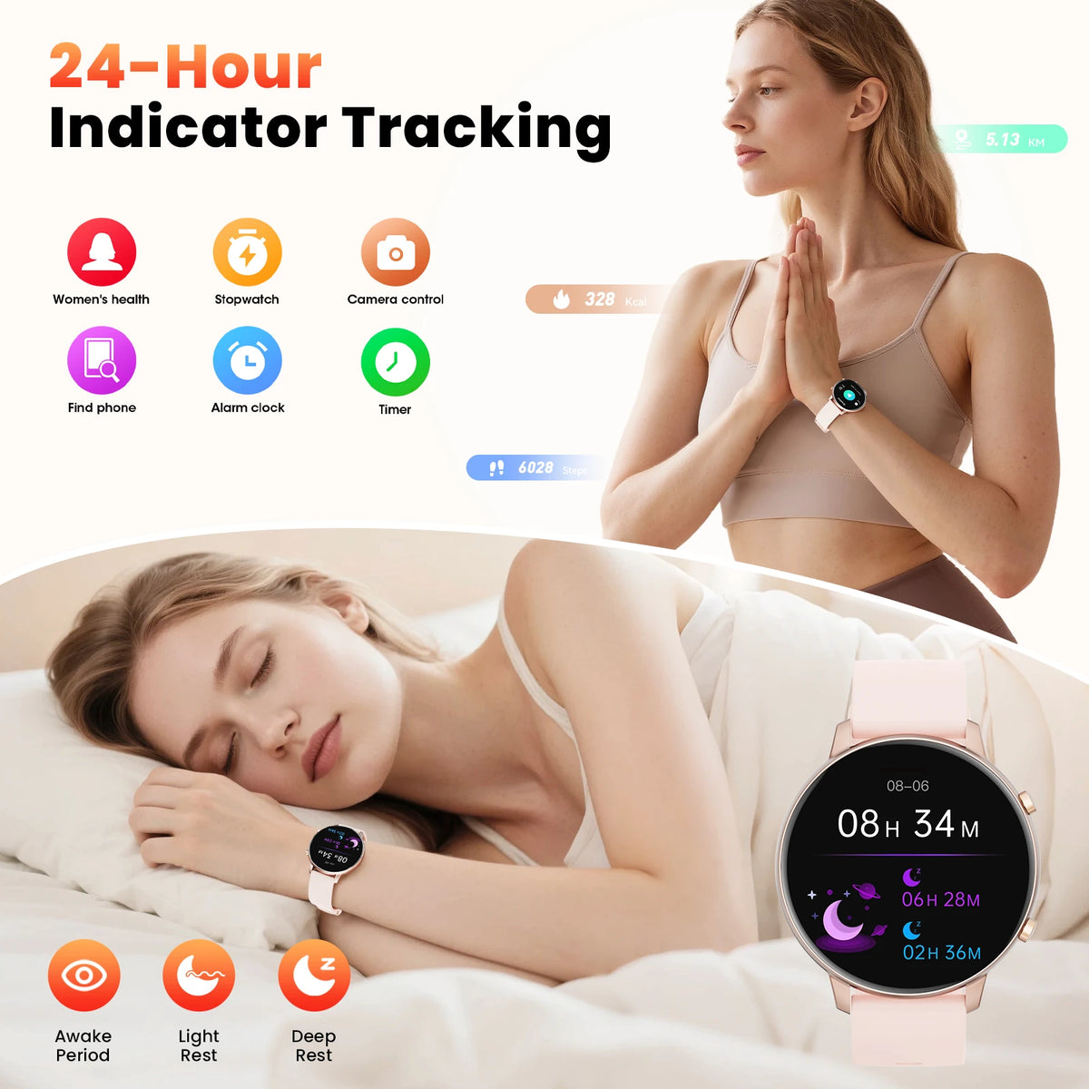 1.39" Round Smart Watch for Women Bluetooth Call Fitness Tracker/Custom Dial IP67 Waterproof 178 Sports Modes Heart Rate