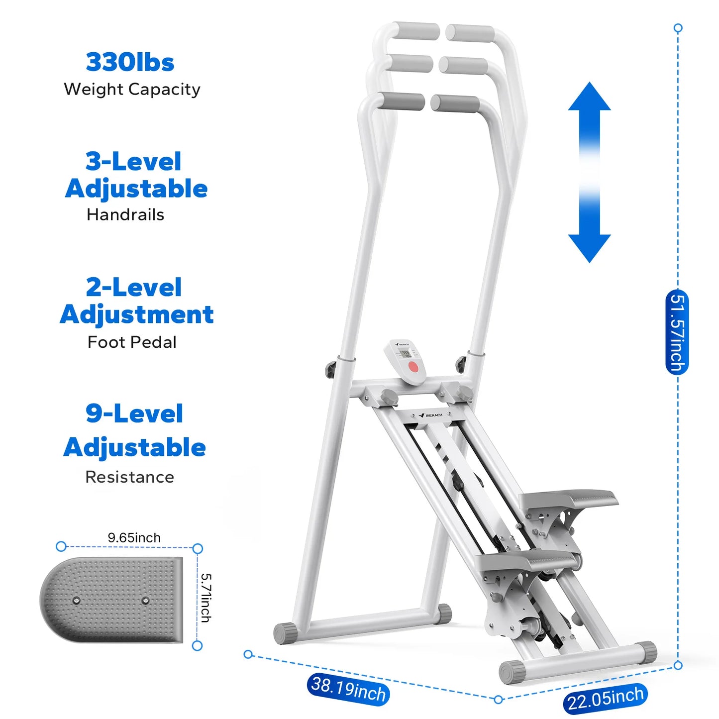 MERACH Stair Stepper For Home Gym Full-Body Workout Fat Burning Weight Loss/Foldable Quiet Low Noise Adjustable Resistance Vertical Climber