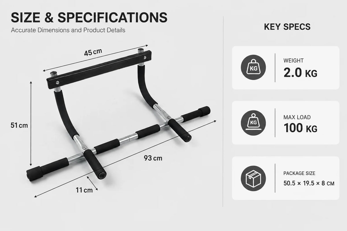 Doorway Pull Up Bar No Drilling Over Door Chin Up Bar Upper Body Workout/Home Gym Equipment with Sponge Handle Hanging Exercises