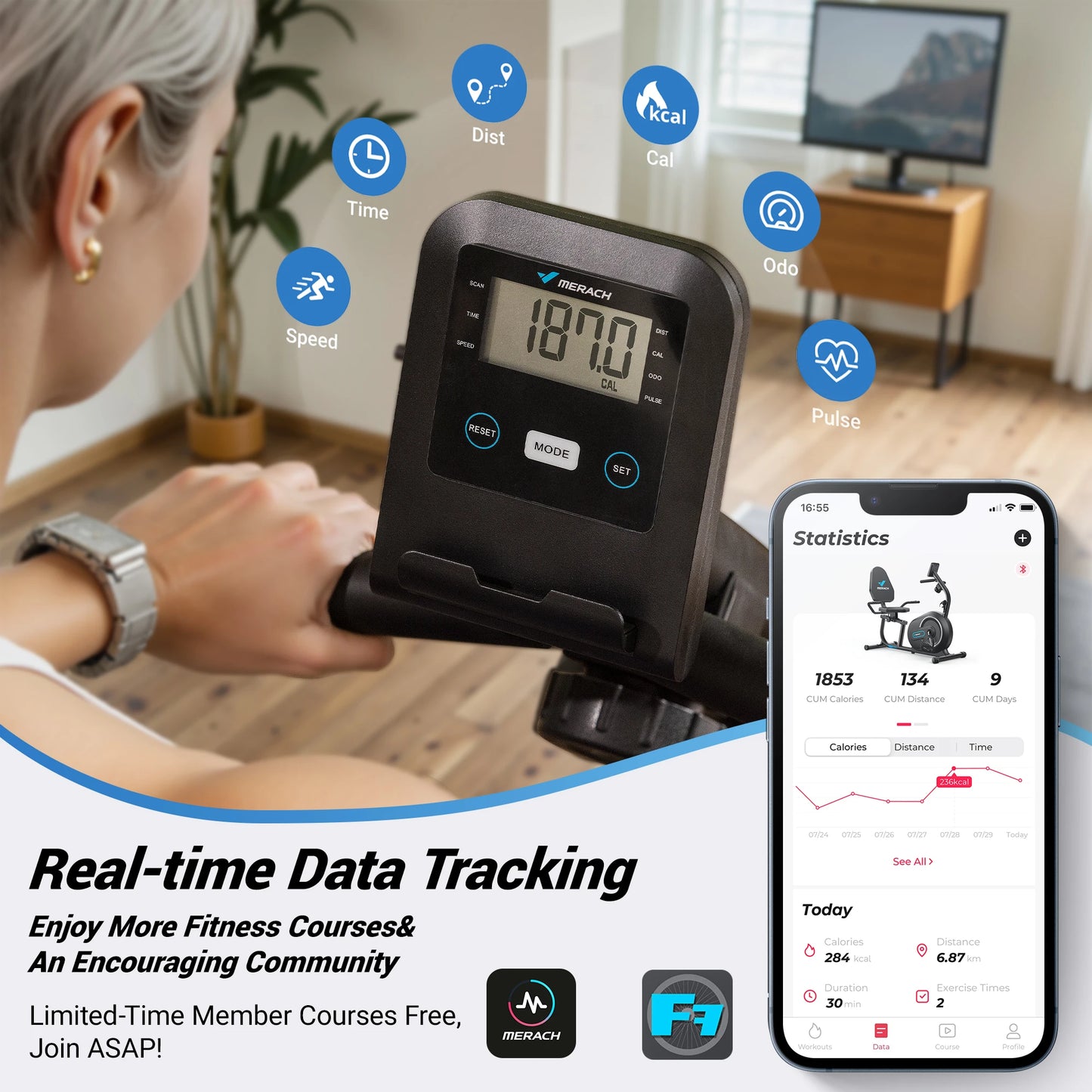 MERACH Recumbent Exercise Bike for Home Smart Bluetooth/Exclusive App Connectivity LCD Heart Rate Handle Magnetic Recumbent Bike