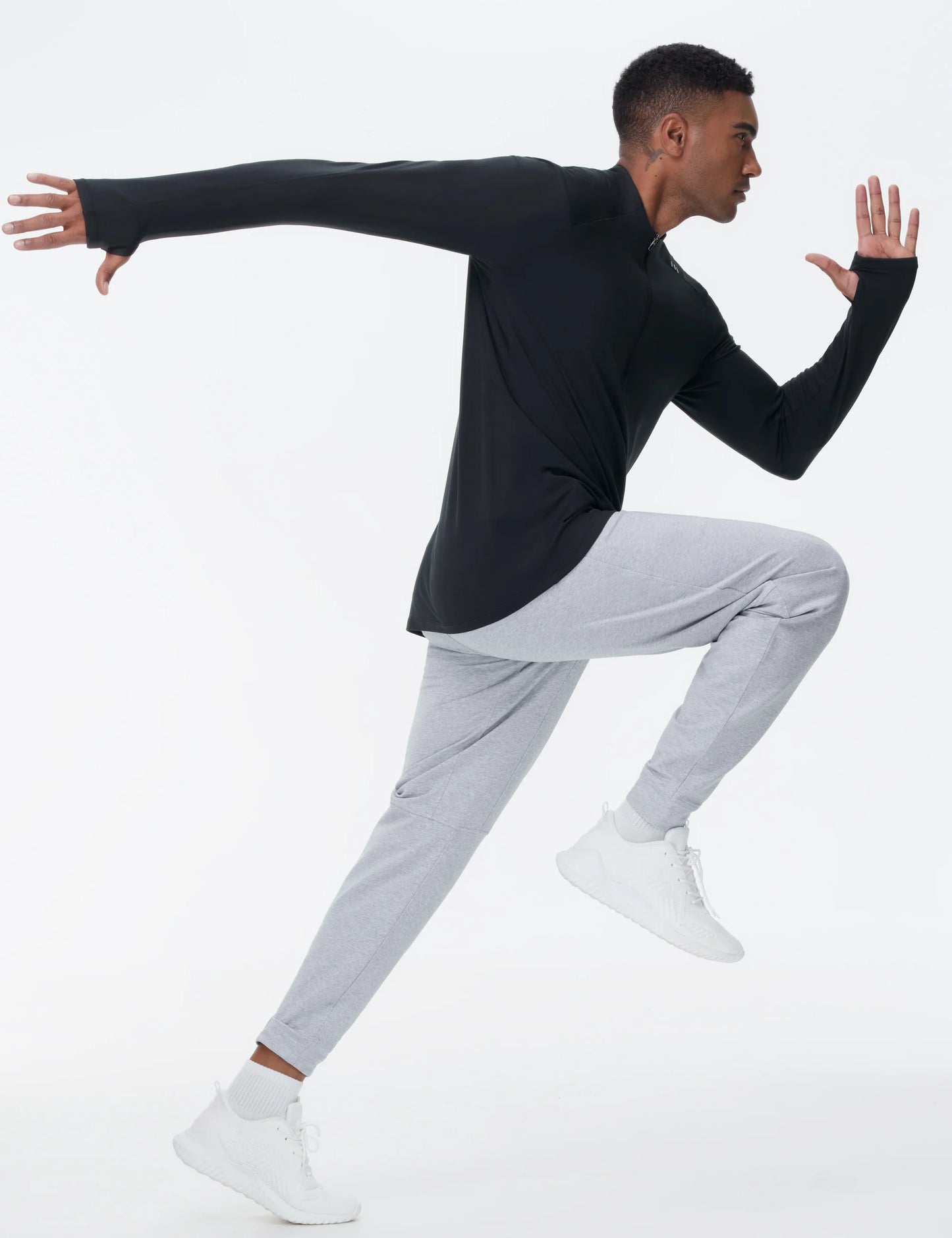 THE GYM PEOPLE Men's Half-Zip Long Sleeve Golf Shirts Soft/Lightweight Warm Workout Pullover Sweatshirts with Thumb Hole