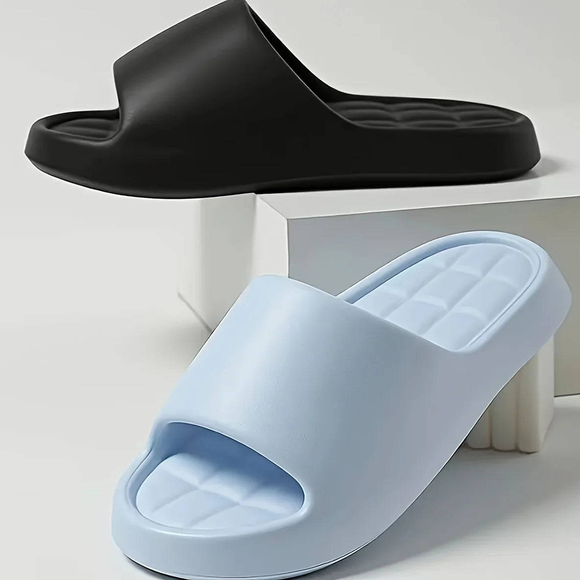 Stylish and Elegant Eva Square Slippers Non-Slip Casual with Ribbed Texture/Perfect for Indoor and Outdoor Use, Beach and Sea