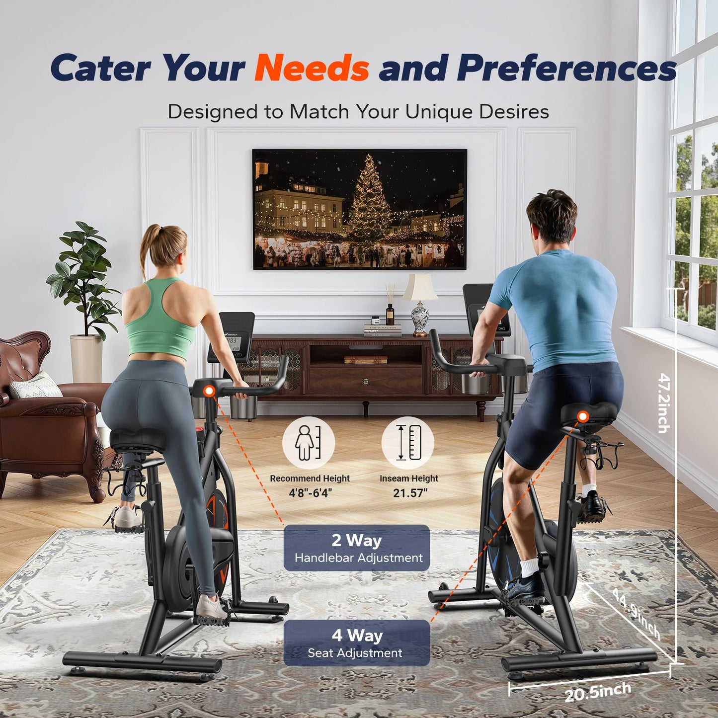 Merach Magnetic Exercise Bike No Plug Needed Low Noise Stationary/with Comfortable Seat Cushion Spinning Bike 330 lb Weight Capacity