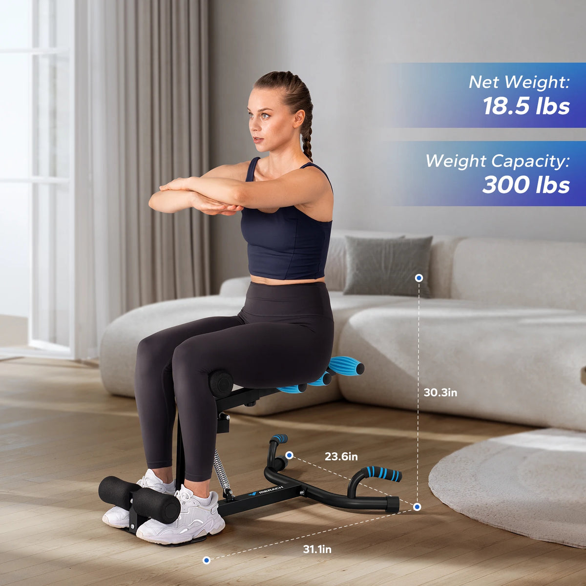 MERACH Multi-Functional Deep Squat Machine Adjustable Trainer/Core & Abs Leg Push Up Workout Exercise Machine 300Lbs Capacity