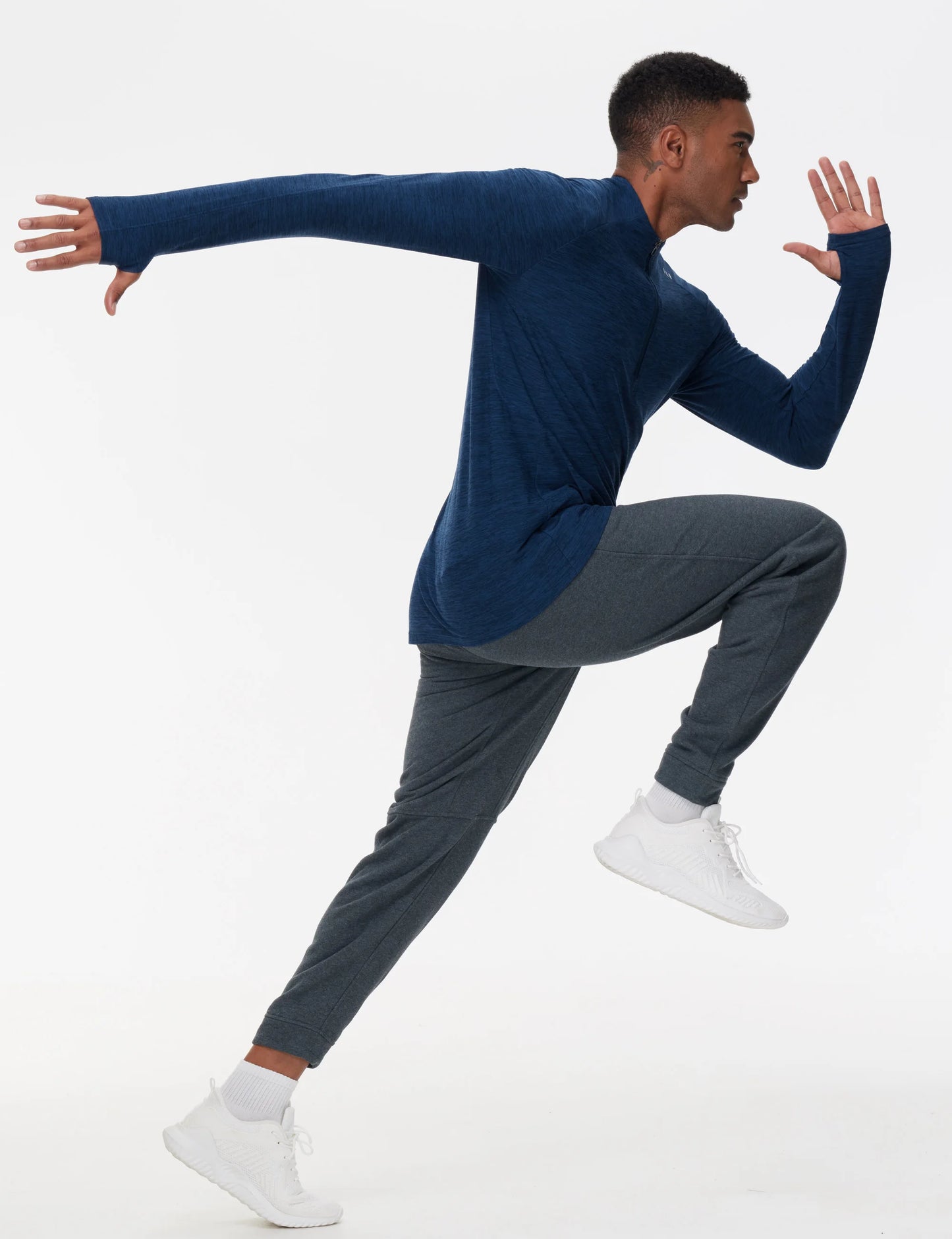 THE GYM PEOPLE Men's Half-Zip Long Sleeve Golf Shirts Soft/Lightweight Warm Workout Pullover Sweatshirts with Thumb Hole