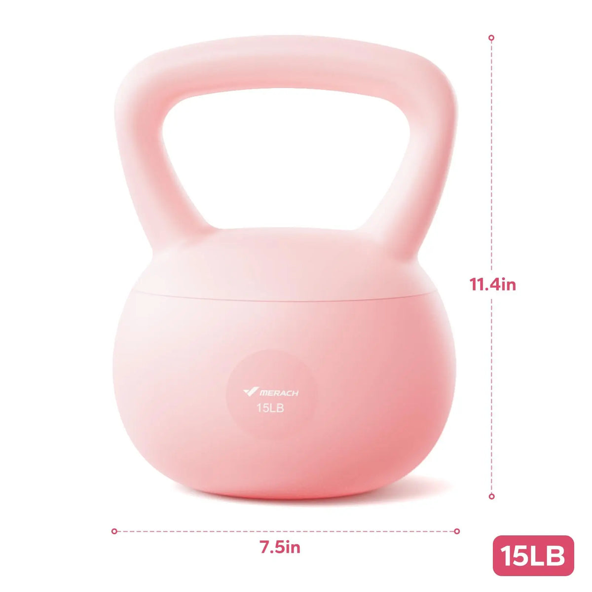 MERACH Kettlebell Sand Filled Shock Absorbing 15/25 LB PVC Kettlebell/for Home Gym Floor-Friendly Non-Slip Rubber Base Wide Handle