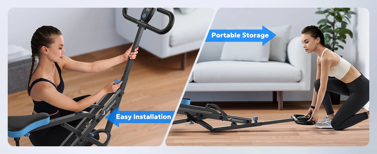 MERACH Squat Machine Squat Rowing Machine with Adjustable Resistance/350 LBS Max Weight Capacity Easy Setup & Foldable Machine