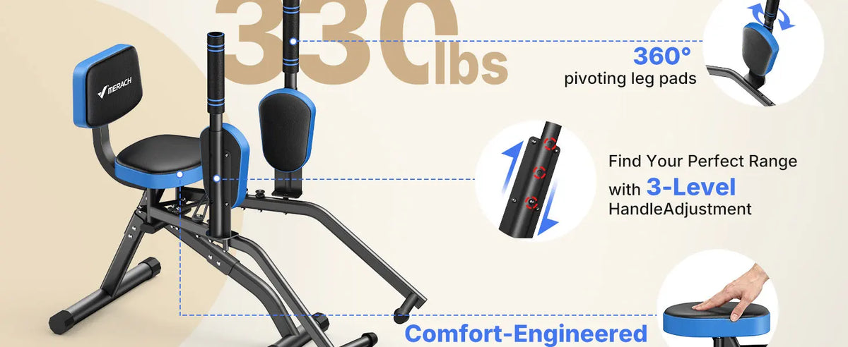 MERACH Hip Abductor Machine Butt Toning Leg Trainer Adjustable/Resistance Glute Outer Thigh Workout Equipment for Home Gym Booty