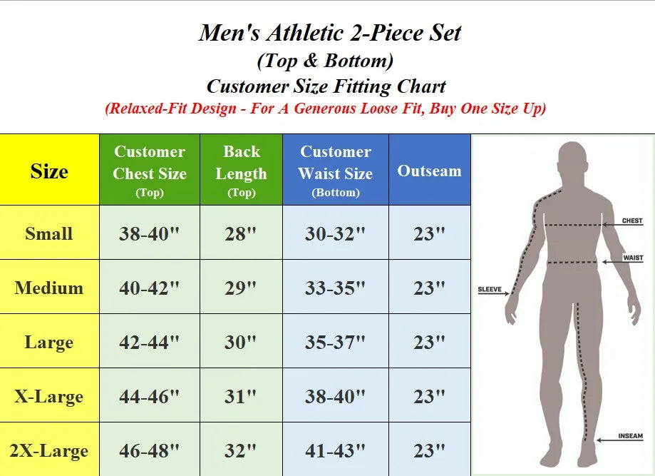 Men’s 2 Piece Athletic Tee/Short Active Set (S-2XL)
