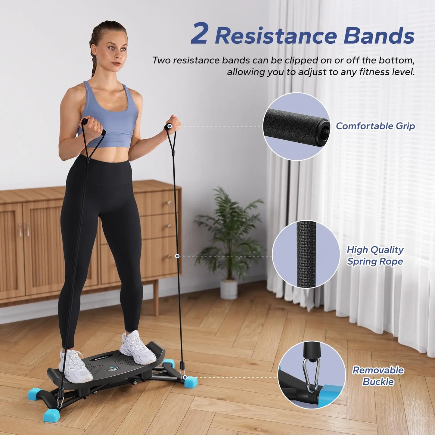 MERACH Mini Stepper Rocking Exercise Machine Balance Board/With Resistance Bands Quiet Fitness Pedal Trainer Lcd Monitor