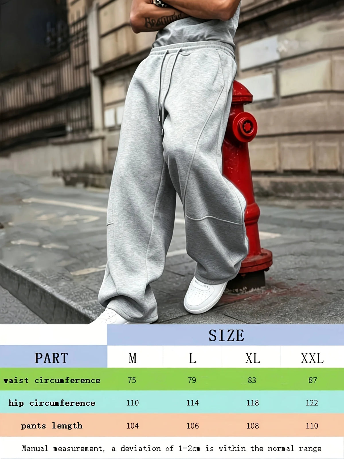 1Pcs Men's Loose Wide Leg Pants Drawstring Waistband Design/Solid Color Loose Sports Pants High-End Casual Sports Pants