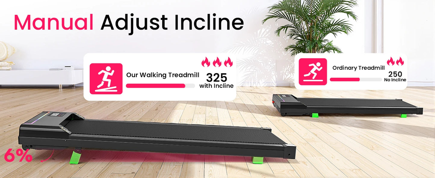 AKLUER 2 in 1 Walking Pad Under Desk Treadmill 2.5HP Brushless Motor/0.6-4 MPH Speed Range Portable Running Machine for Home