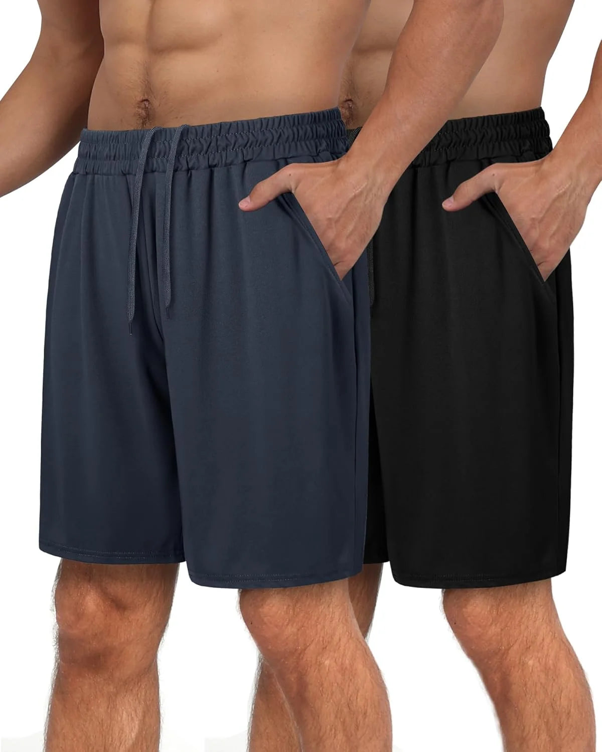 2 Pack Men's Gym Basketball Shorts Athletic Black Workout/Quick Dry Shorts with Pockets for Casual Running