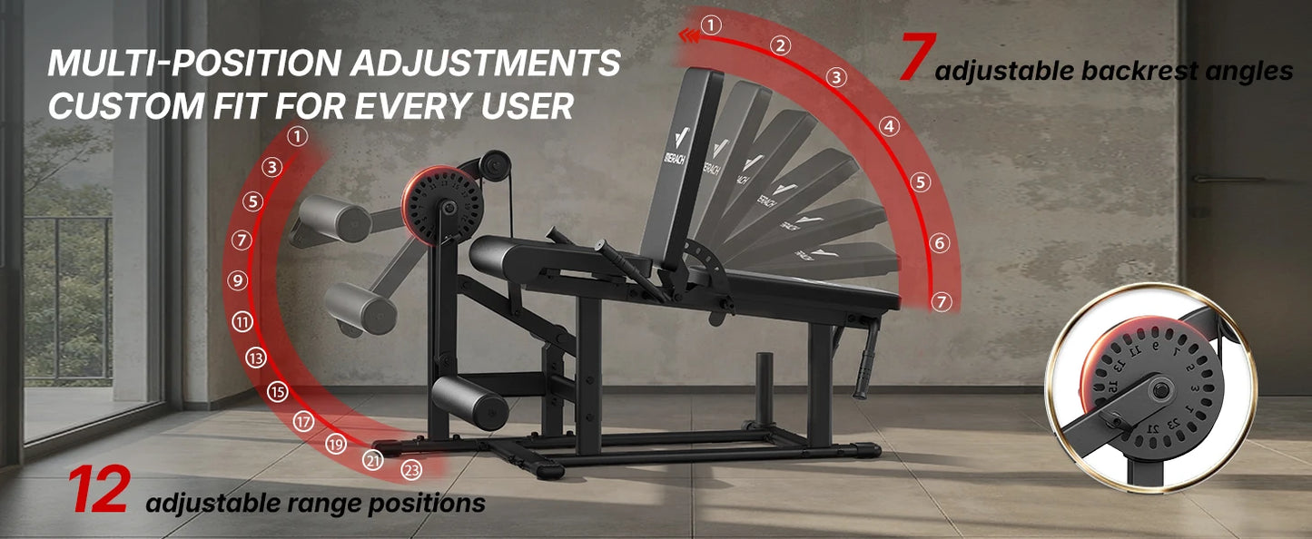 MERACH 2-in-1 Leg Extension and Curl Machine for Home Gym/Commercial Grade Steel Leg Workout Equipment 375 lbs Limit