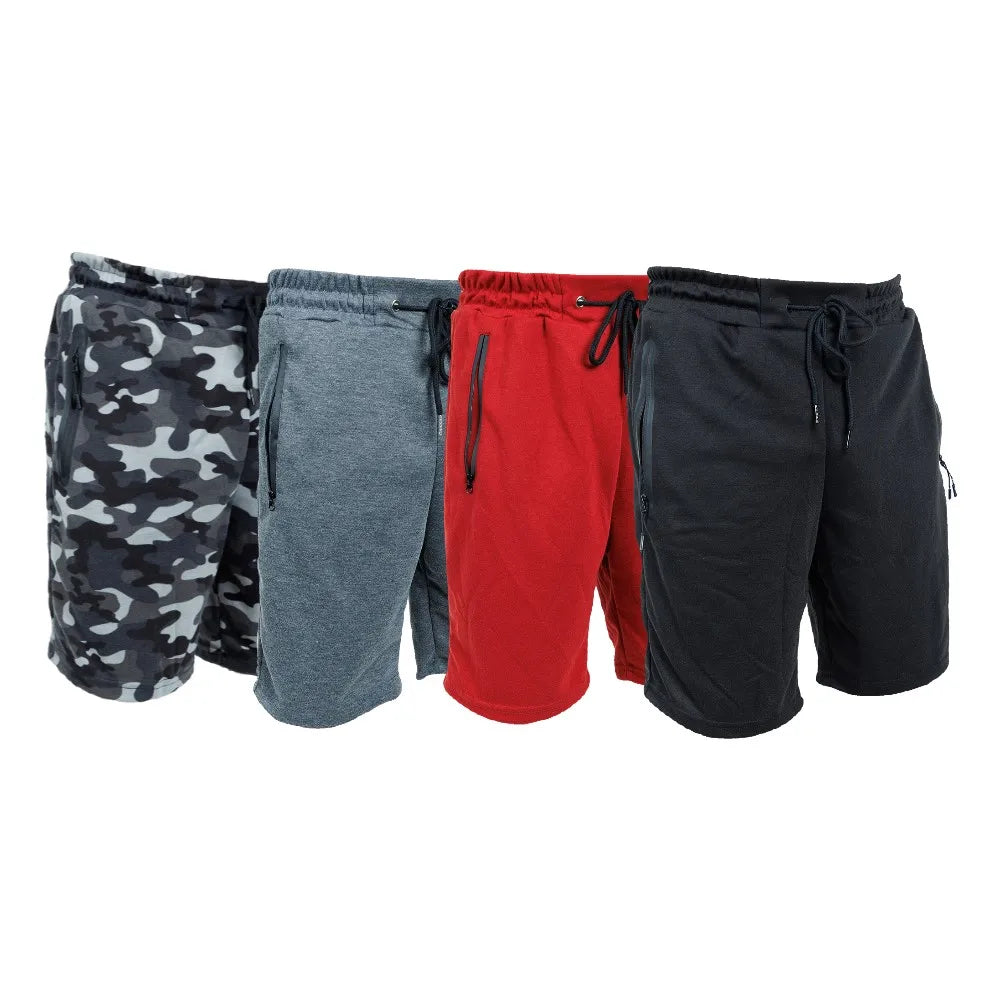 3 Pack Men Sweat Shorts Soft Casual Zipper Pocket/Fleece Lounge Gym short S-3XL Men Shorts