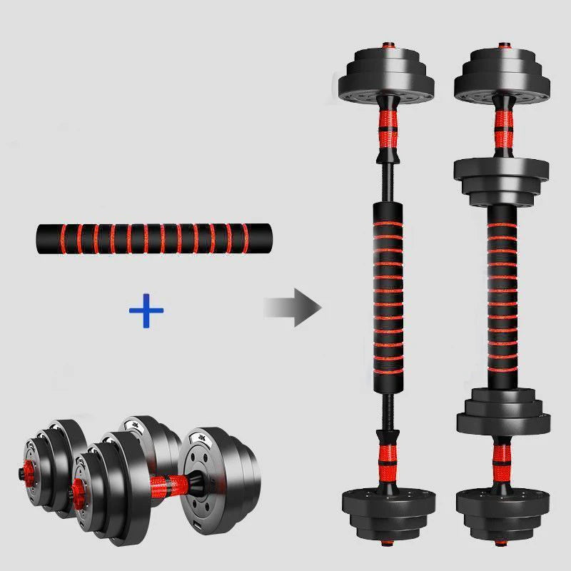 5-44lbs Adjustable Dumbbell to Barbell Set Anti-Slip Grip Versatile Home Gym/Fitness Strength Training Barbell Weight Plates