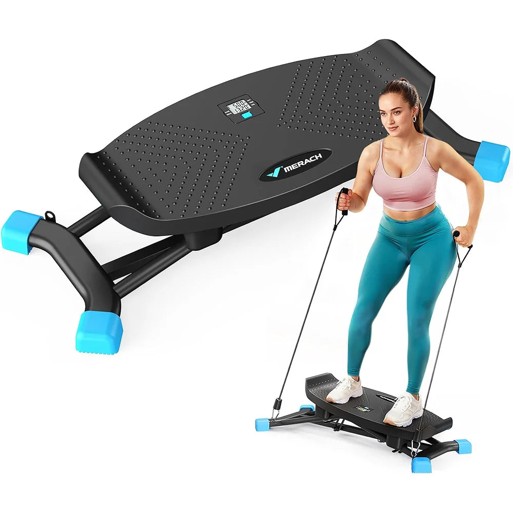 MERACH Mini Stepper Rocking Exercise Machine Balance Board/With Resistance Bands Quiet Fitness Pedal Trainer Lcd Monitor