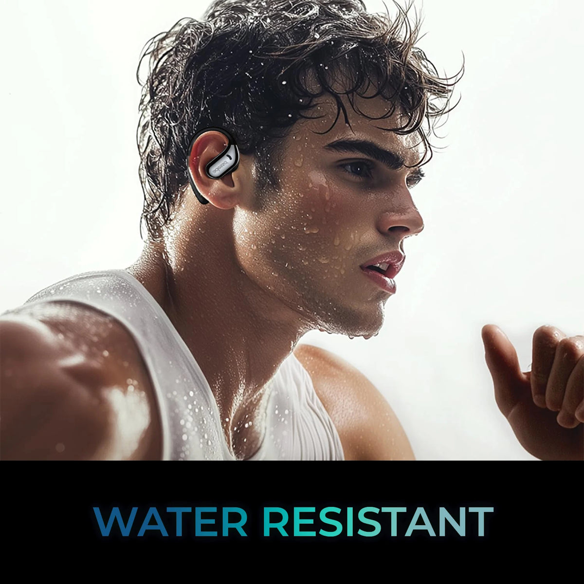 Open Ear Sports Wireless Earbuds Bluetooth 5.3 Water Resistant Sweatproof/Earphones with Built-in Mic 16.5mm Driver Touch Control