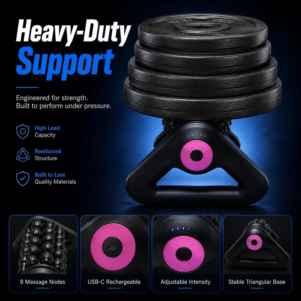 Automatic Electric Massage Roller Textured Fascia Massager/Plastic Shell Muscle Pink Foam Rollers Fitness Equipment