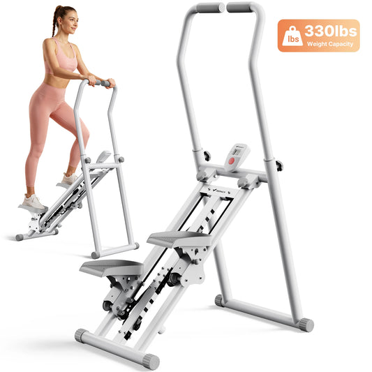 MERACH Stair Stepper For Home Gym Full-Body Workout Fat Burning Weight Loss/Foldable Quiet Low Noise Adjustable Resistance Vertical Climber