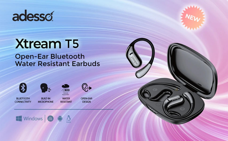 Open Ear Sports Wireless Earbuds Bluetooth 5.3 Water Resistant Sweatproof/Earphones with Built-in Mic 16.5mm Driver Touch Control