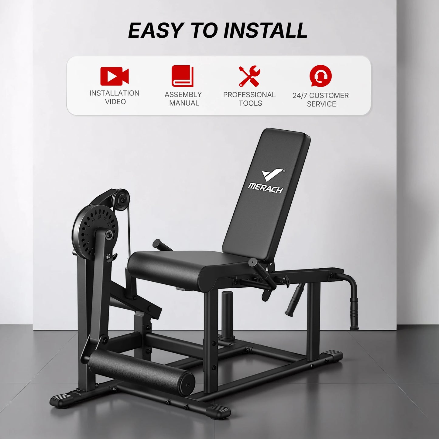 MERACH 2-in-1 Leg Extension and Curl Machine for Home Gym/Commercial Grade Steel Leg Workout Equipment 375 lbs Limit