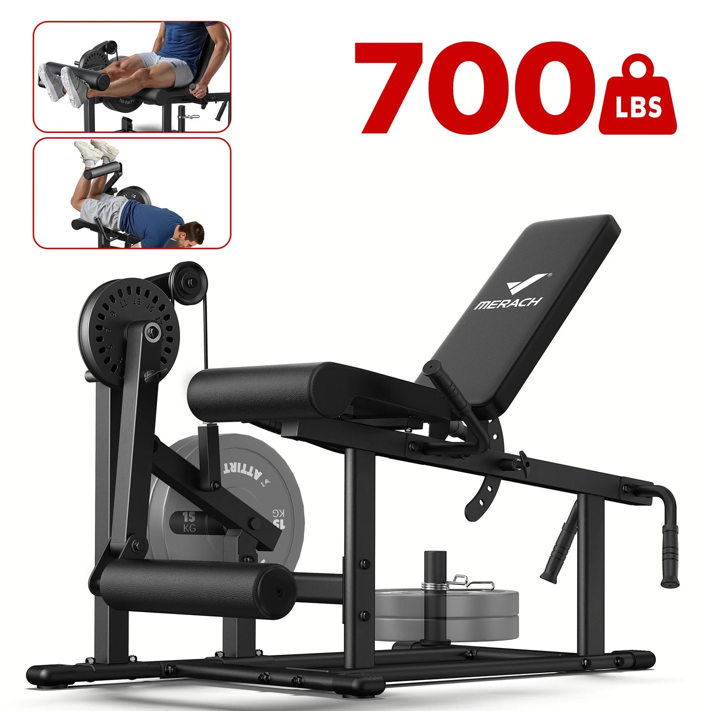MERACH 2-in-1 Leg Extension and Curl Machine for Home Gym/Commercial Grade Steel Leg Workout Equipment 375 lbs Limit