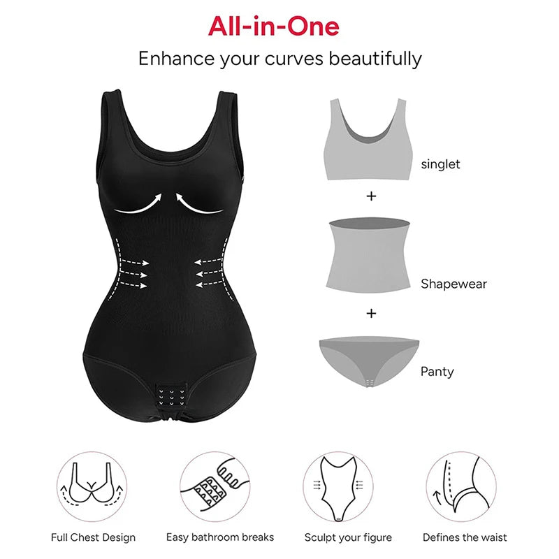Women's 1pc Yoga Bodysuit Seamless Shapewear Romper High Elasticity/Tummy Control and Lifting Elegant Multi-Color Sleeveless Bodysuit