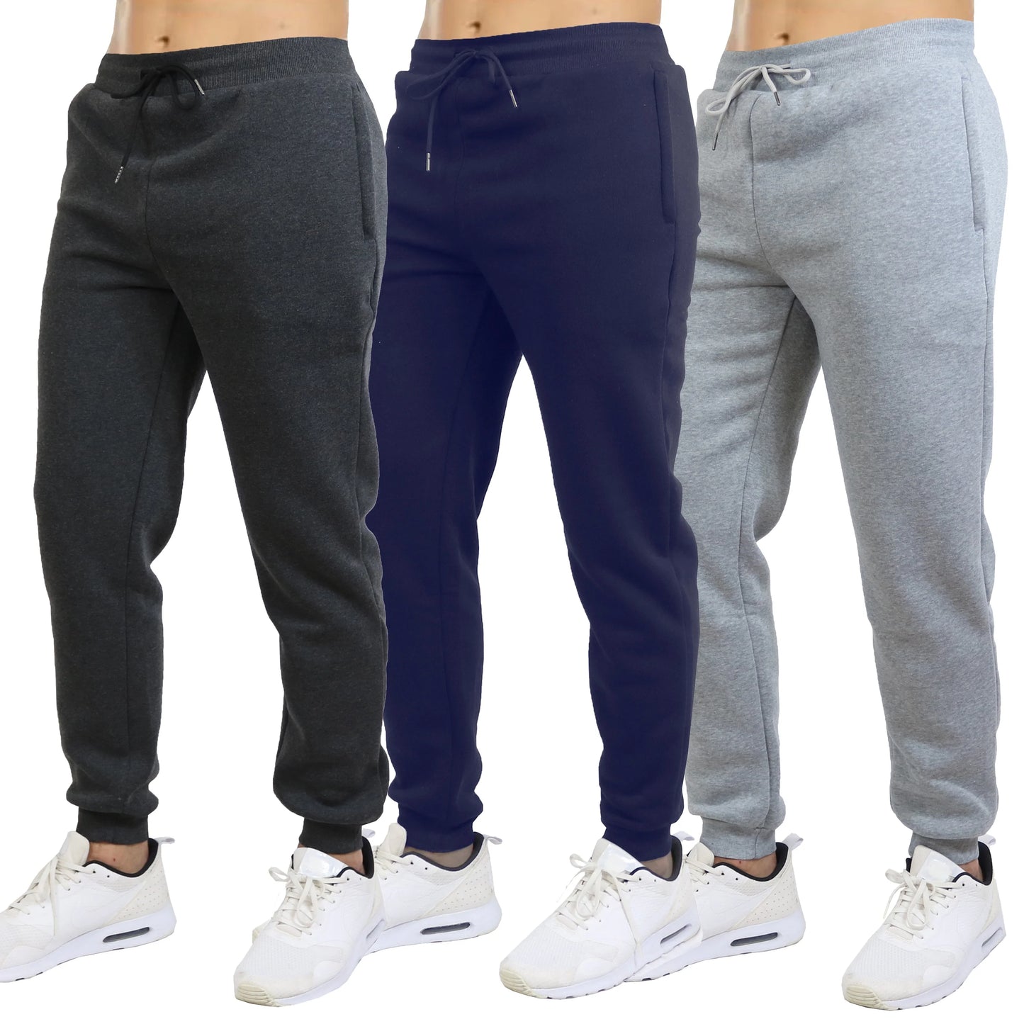 Galaxy by Harvic 3-Pack Men's Slim Fit/Fleece Jogger Sweatpants (S-2XL)