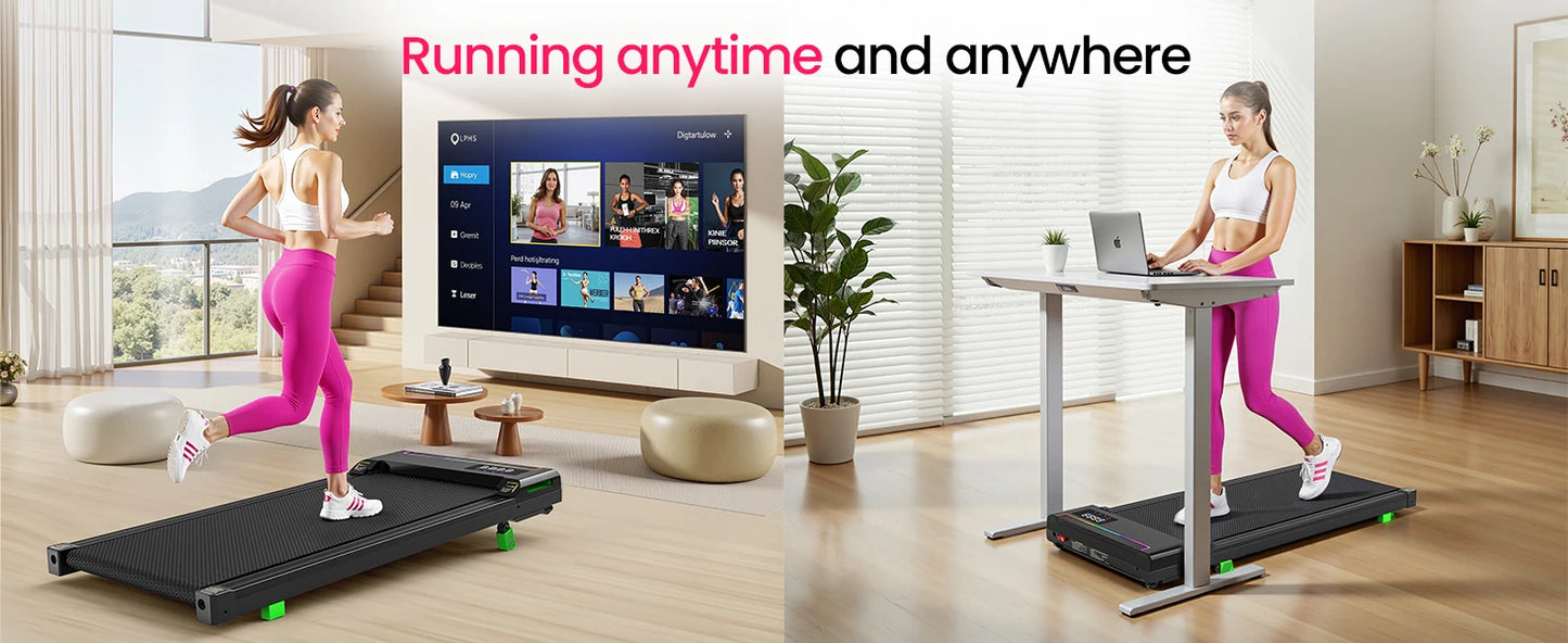 AKLUER 2 in 1 Walking Pad Under Desk Treadmill 2.5HP Brushless Motor/0.6-4 MPH Speed Range Portable Running Machine for Home