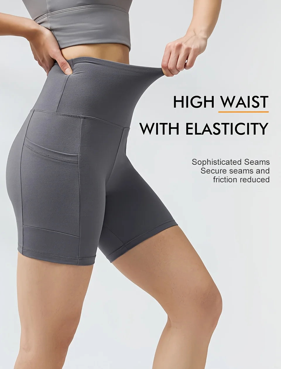 4pcs Set Summer New Style Women's High Waist Butt-Lifting/5-Inch Yoga Shorts with Pockets Yoga Apparel, Pilates Training Wear