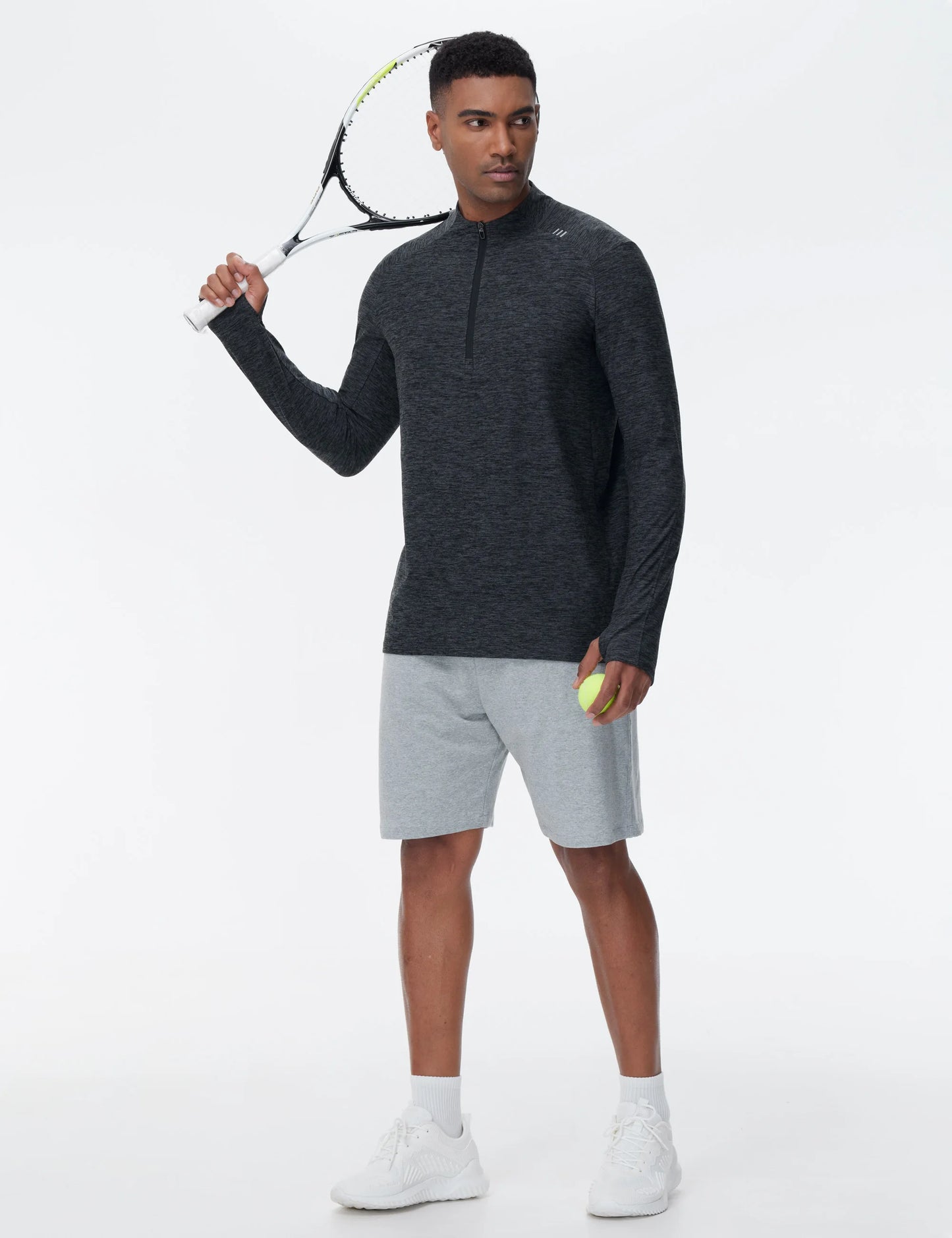 THE GYM PEOPLE Men's Half-Zip Long Sleeve Golf Shirts Soft/Lightweight Warm Workout Pullover Sweatshirts with Thumb Hole