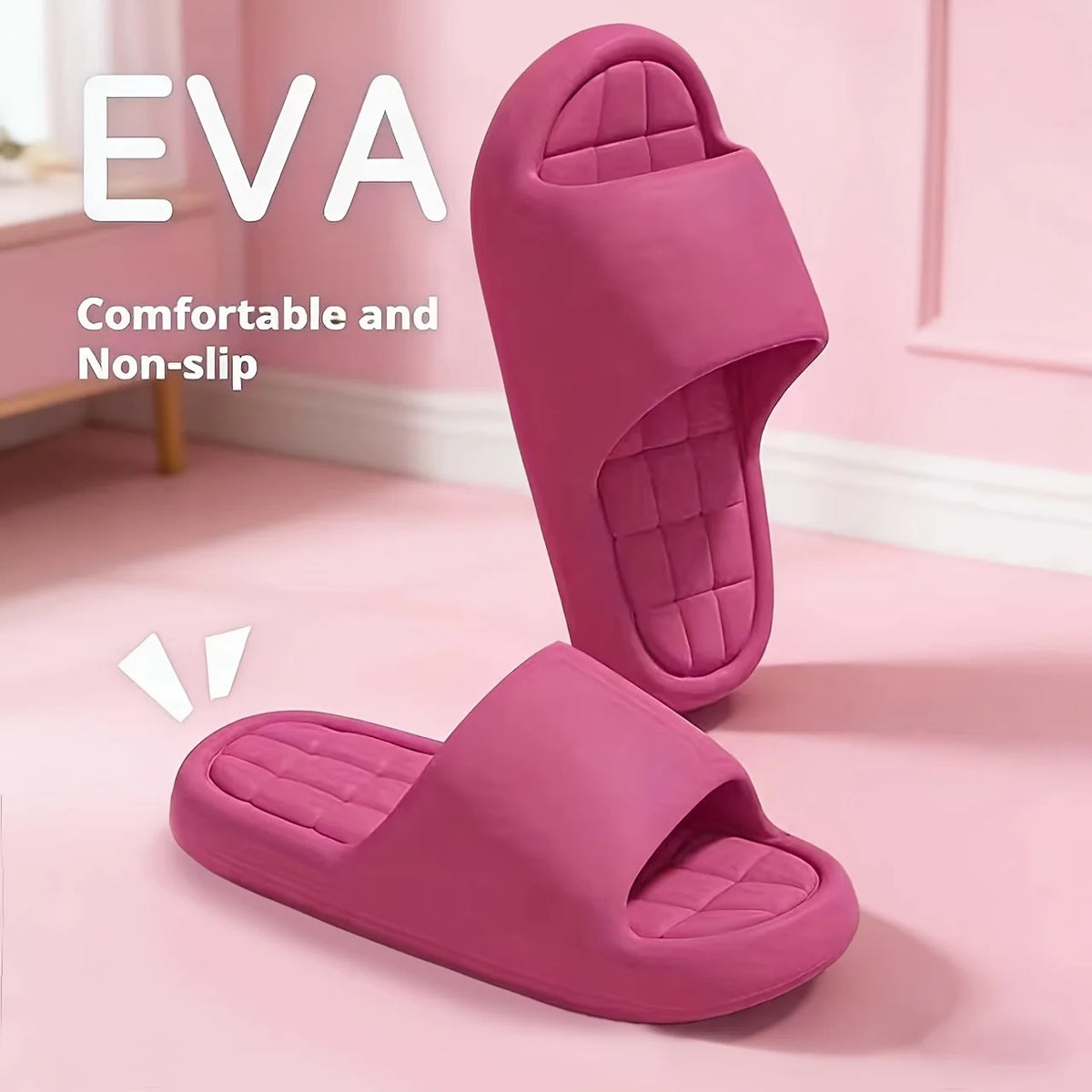 Stylish and Elegant Eva Square Slippers Non-Slip Casual with Ribbed Texture/Perfect for Indoor and Outdoor Use, Beach and Sea
