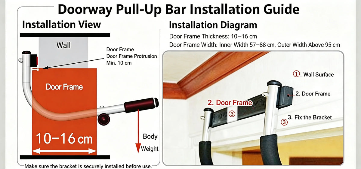 Doorway Pull Up Bar No Drilling Over Door Chin Up Bar Upper Body Workout/Home Gym Equipment with Sponge Handle Hanging Exercises