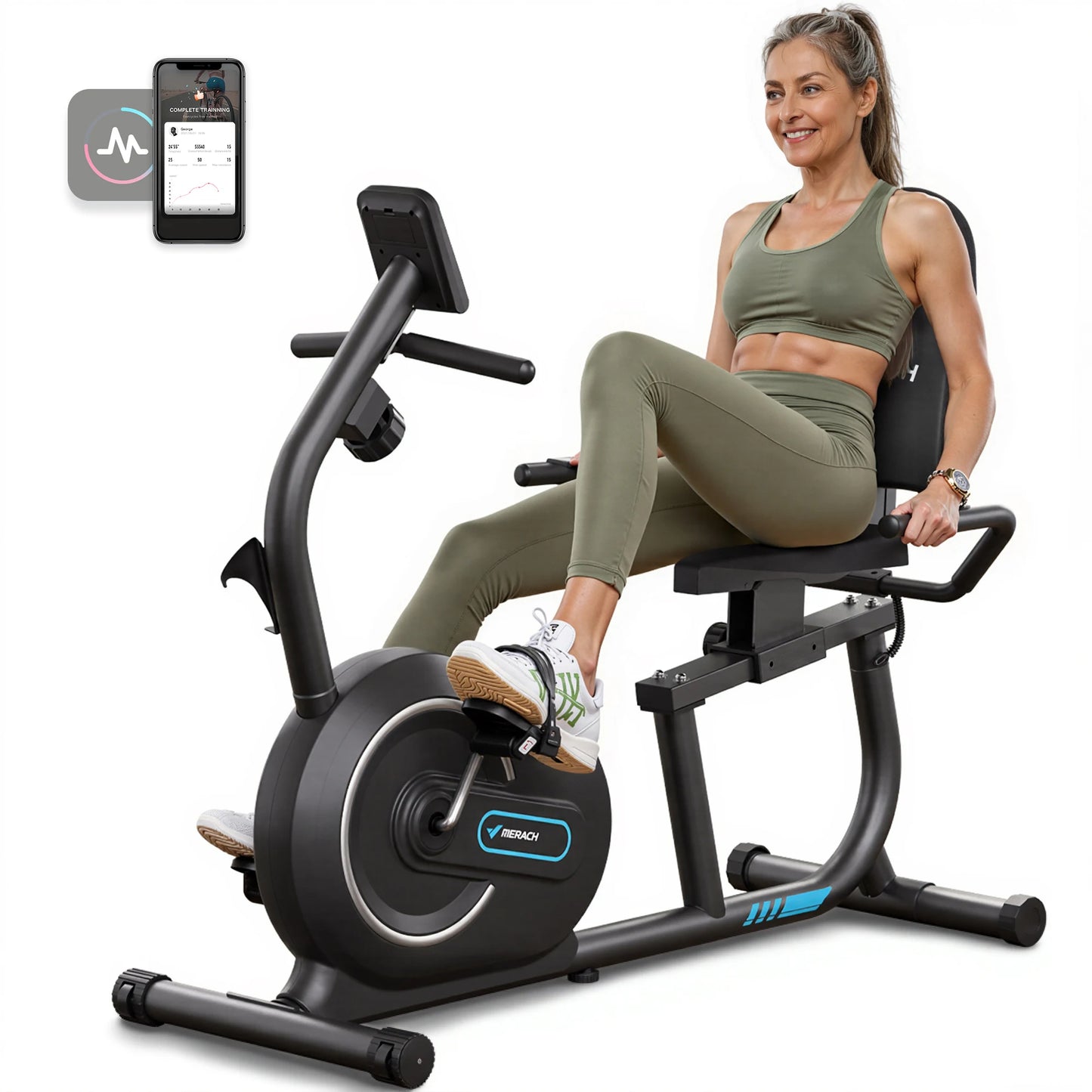 MERACH Recumbent Exercise Bike for Home Smart Bluetooth/Exclusive App Connectivity LCD Heart Rate Handle Magnetic Recumbent Bike