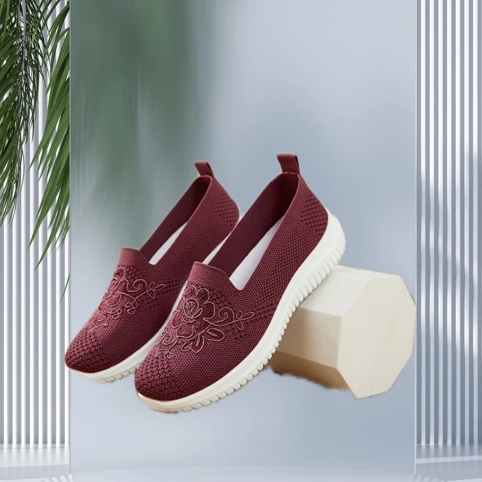 Women's breathable hollow flat shoes shallow mouth flower/solid color mesh shoes fashionable lazy shoes