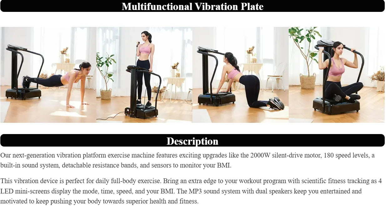 2000W Vibration Platform Whole Body Massager/Fitness Machine Exercise Training