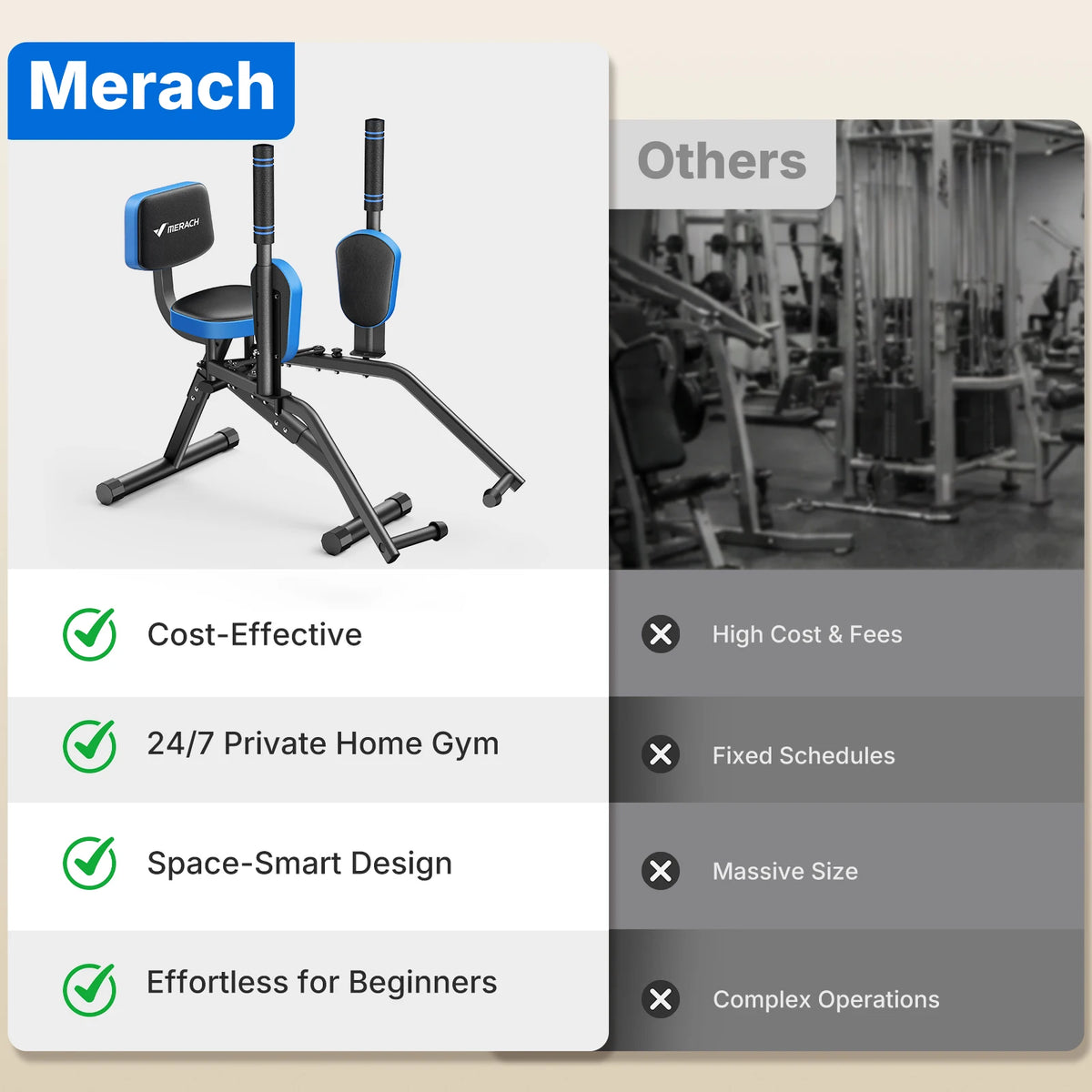 MERACH Hip Abductor Machine Butt Toning Leg Trainer Adjustable/Resistance Glute Outer Thigh Workout Equipment for Home Gym Booty
