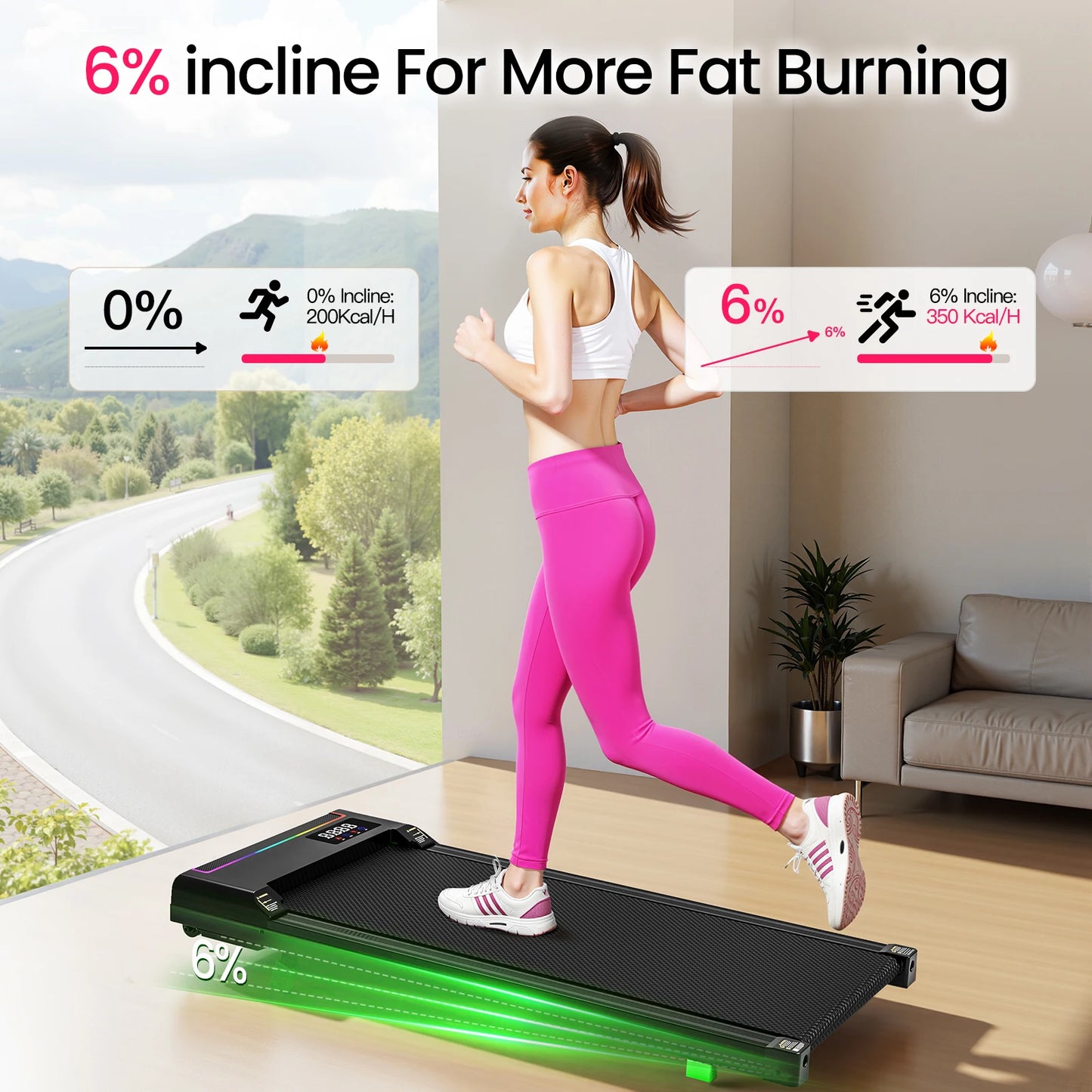 AKLUER 2 in 1 Walking Pad Under Desk Treadmill 2.5HP Brushless Motor/0.6-4 MPH Speed Range Portable Running Machine for Home