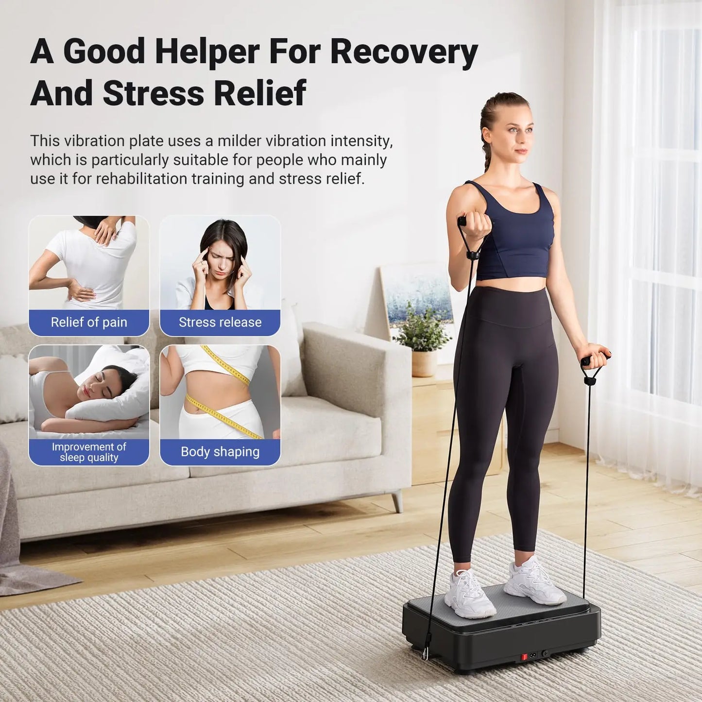 MERACH Vibration Plate Exercise Machine Vibration Plate/for Lymphatic Drainage Relieve Pain Help Sleep Fat Burning Weight Loss